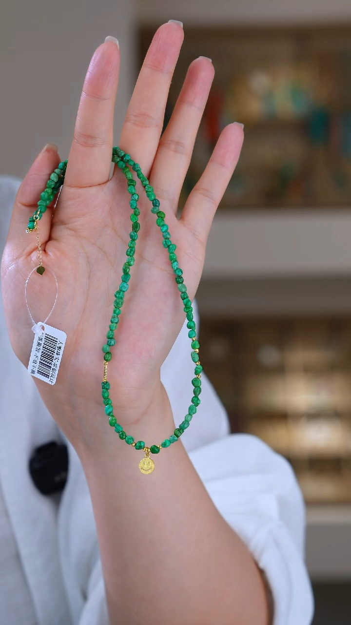 绿松石18K金镶嵌项链多样性发货