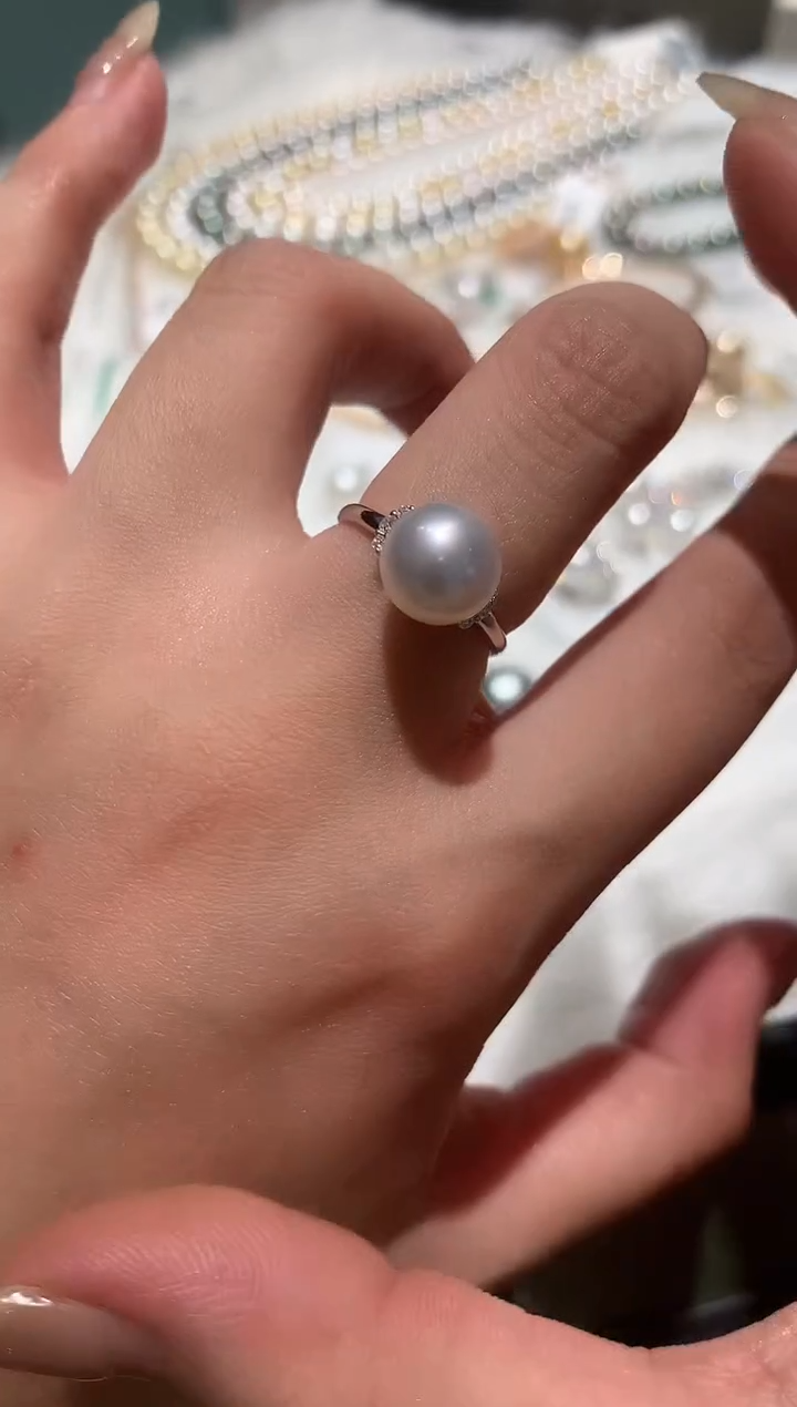 18K金镶嵌戒指海水珍珠A236|4980