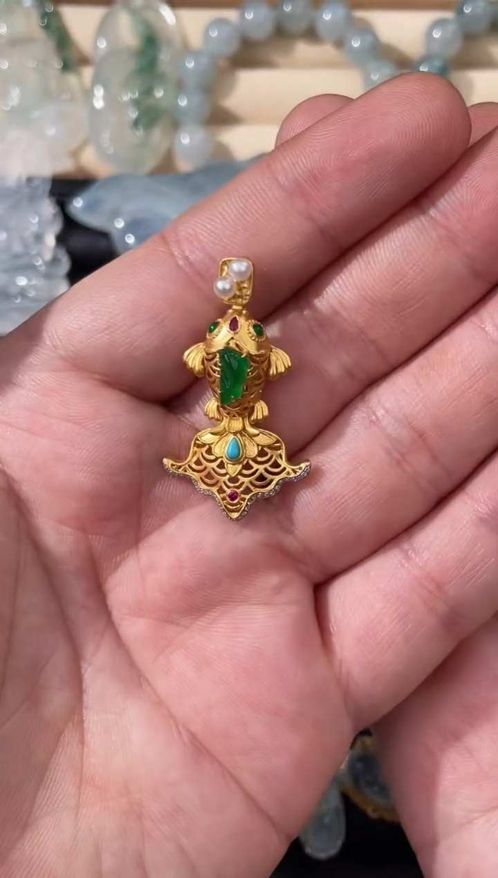 吊坠(不含链)18K金镶嵌翡翠久甜翡翠严选缅甸A货翡翠