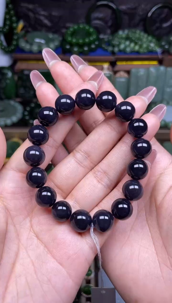 【闪购商品】和田玉手串帝王紫未镶嵌珠子直径12