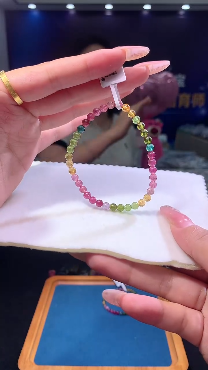 手链未镶嵌碧玺彩虹碧玺单圈4D（多样性发一）