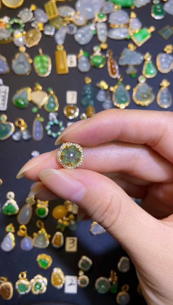 翡翠银S925镶嵌吊坠(不含链)1