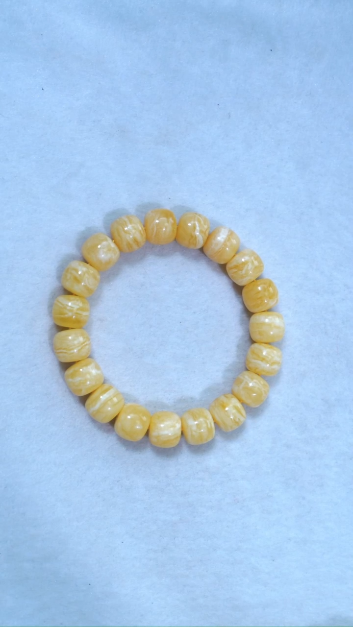 未镶嵌蜜蜡手链典藏级13.5mm浓蜡虎皮千层雪