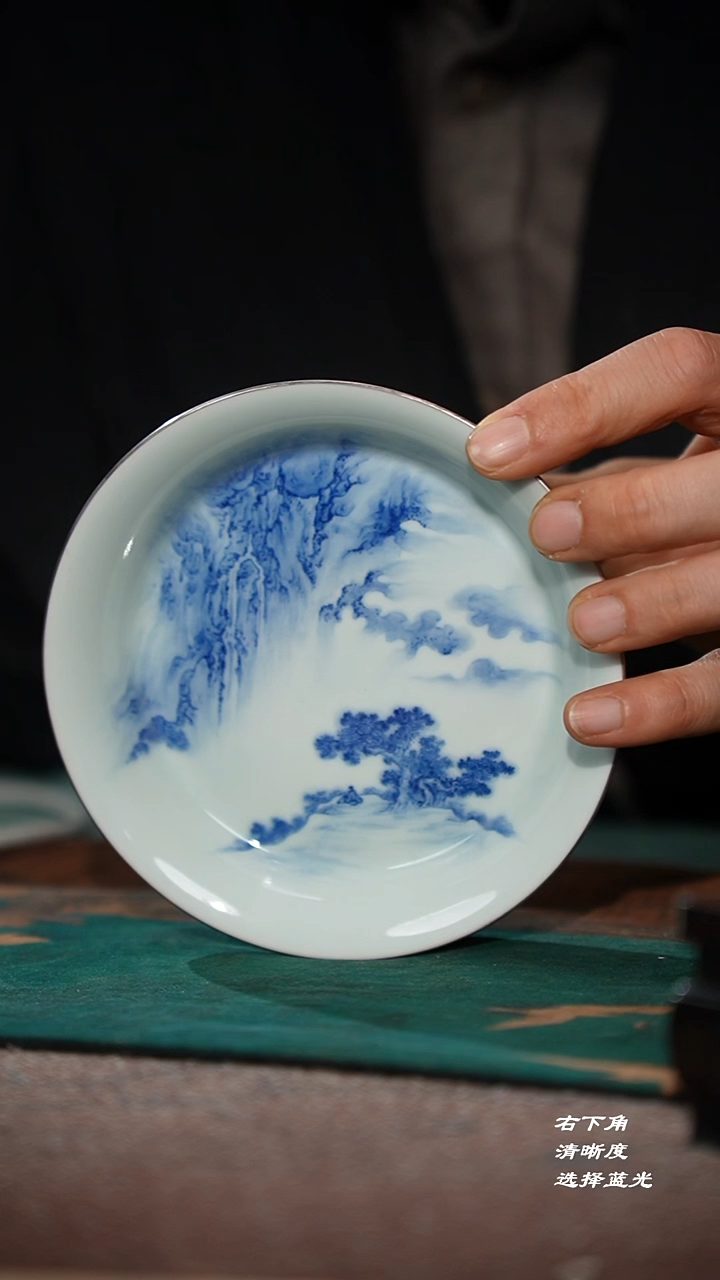 55-5豇豆红山水高足壶承（元煦）