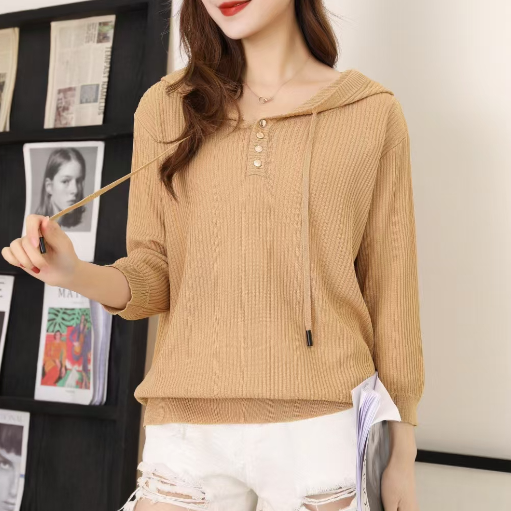 139#新款连帽针织衫显瘦时尚百搭套头44