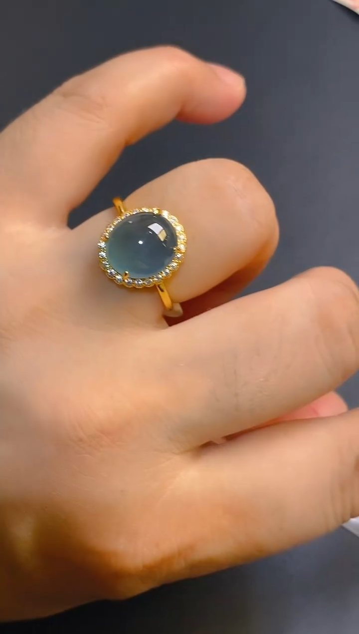 翡翠银S925镶嵌耳饰天然