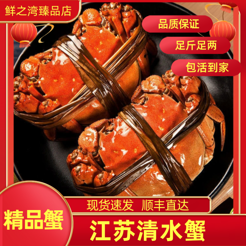 【活蟹】清水大闸蟹 精品挑膏蟹 公3.3-3.6两母2.8-3.1两3对赠送1对