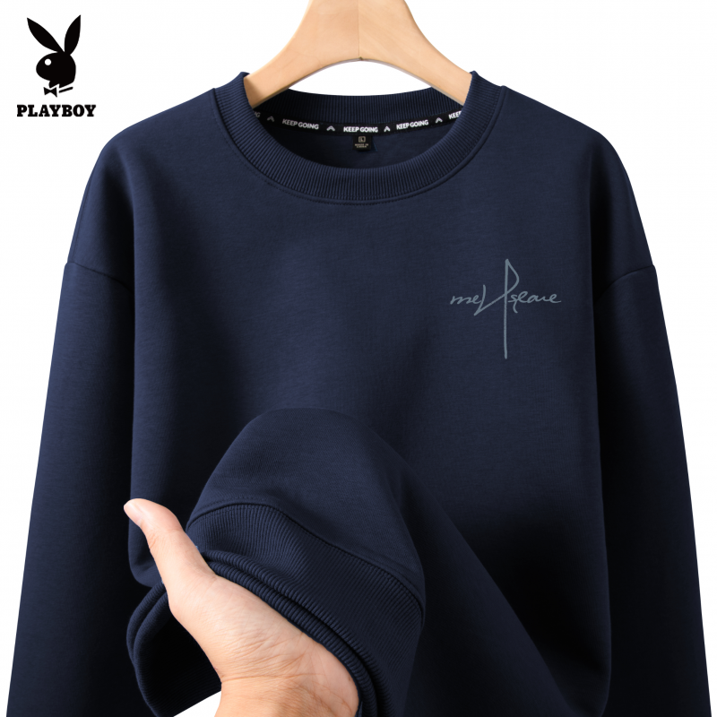 花花公子男款2025新款美式重磅卫衣宽松长袖秋冬外套保暖加绒上衣