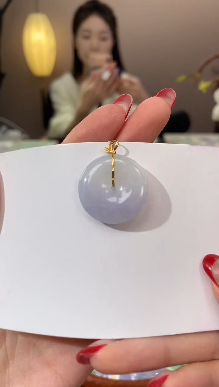 【闪购商品】翡翠颈饰18K金镶嵌天然缅甸a货翡翠