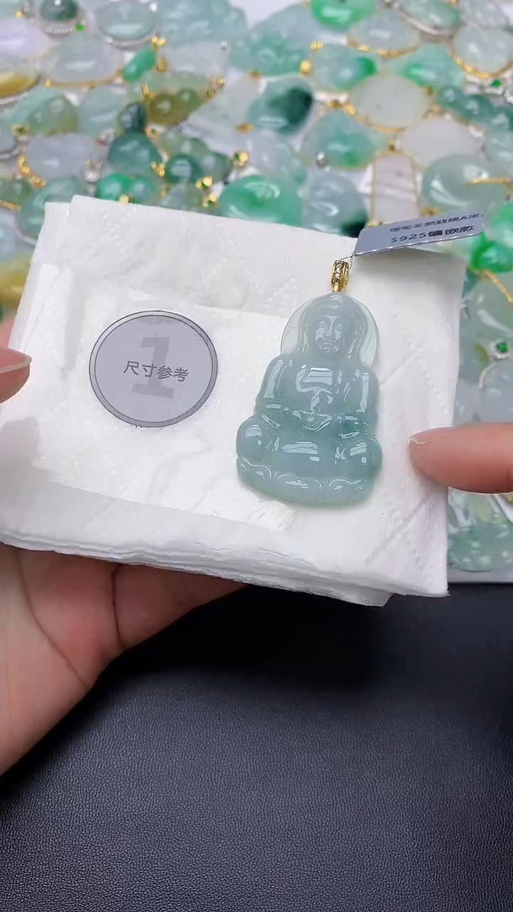 颈饰银S925镀金镶嵌翡翠 天然缅甸A货百元以上9元证书费自理