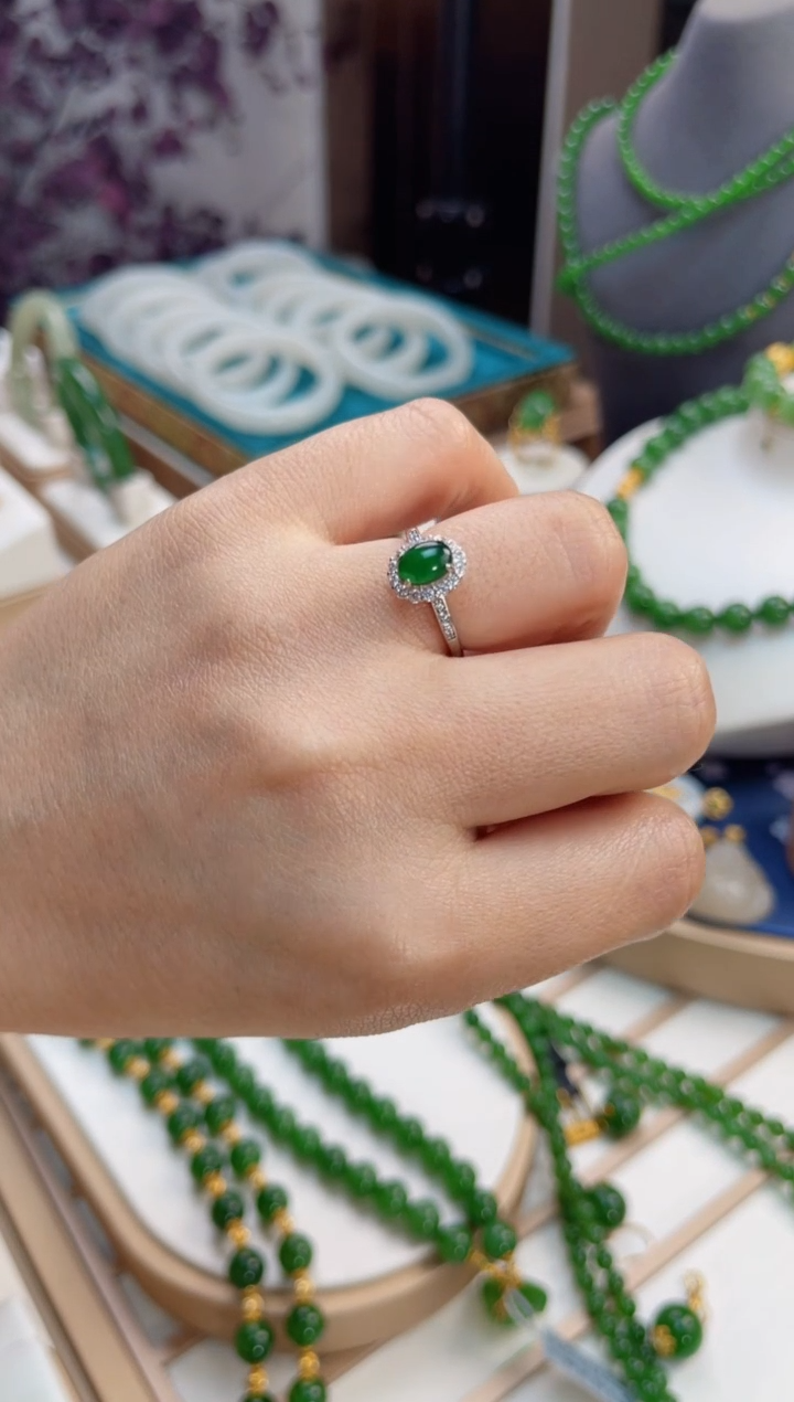 【闪购商品】翡翠戒指银S925镶嵌蛋面