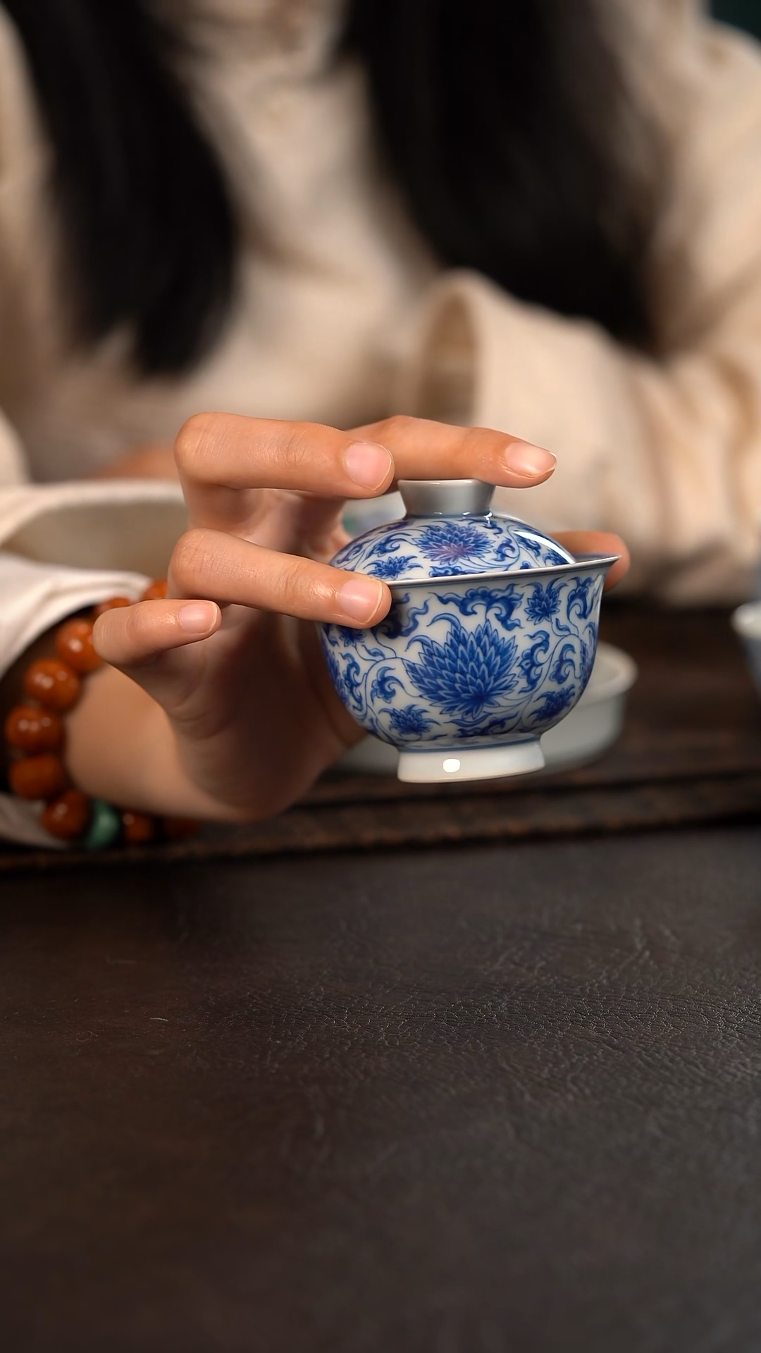 【闪购商品】杯聚澜堂缠枝菊小盖碗