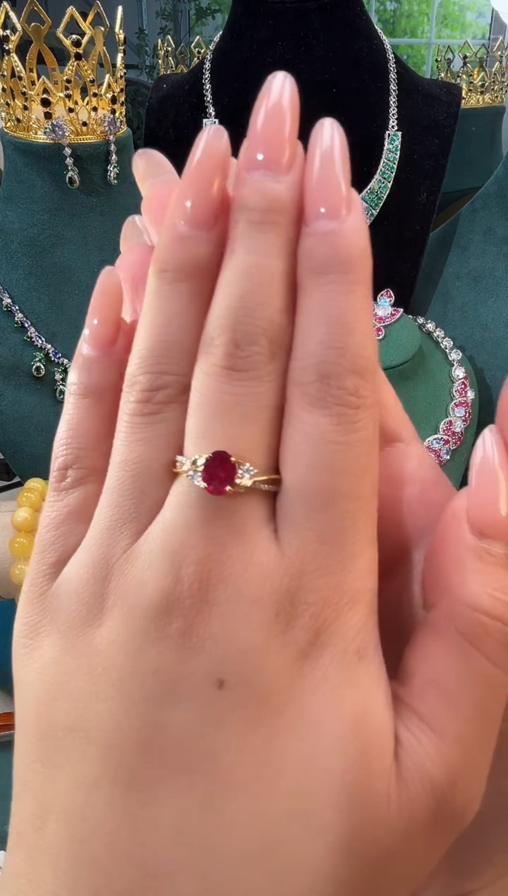 银S925镶嵌戒指碧玺戒指