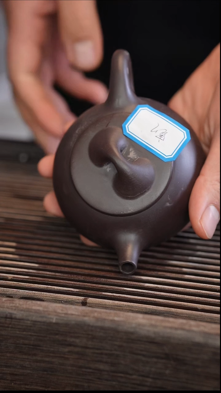 茶壶紫砂景舟石瓢 蓝莲花 半手工 200cc 【宽口】