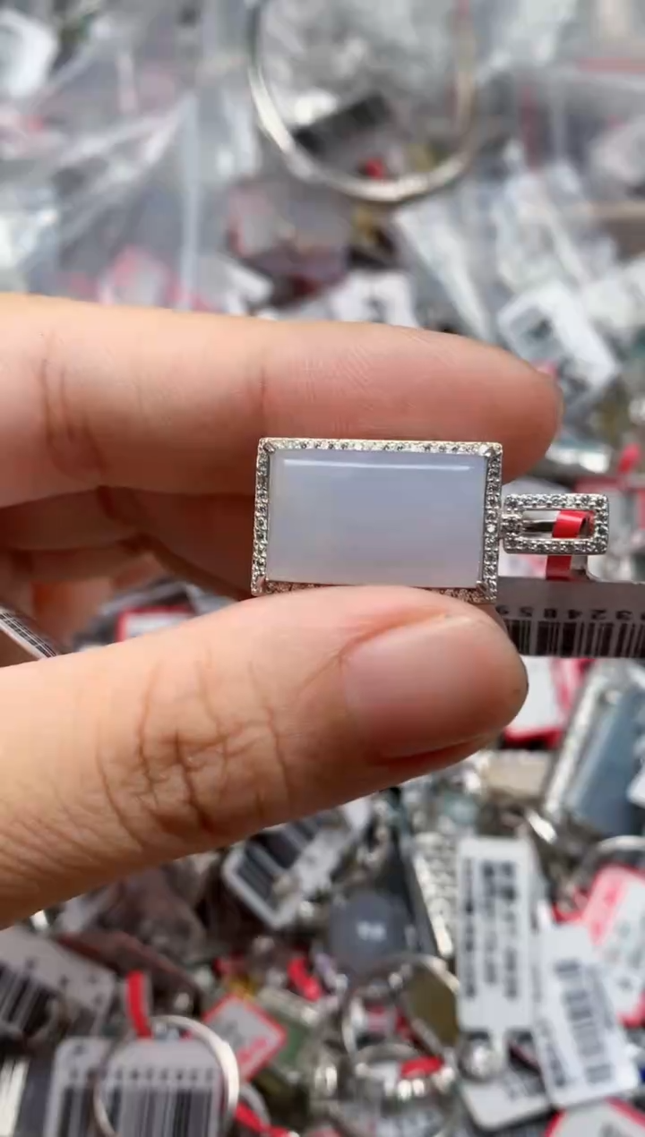 银S925镶嵌戒指翡翠天然A货缅甸翡翠