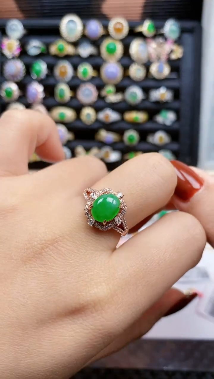 银S925镶嵌戒指翡翠330