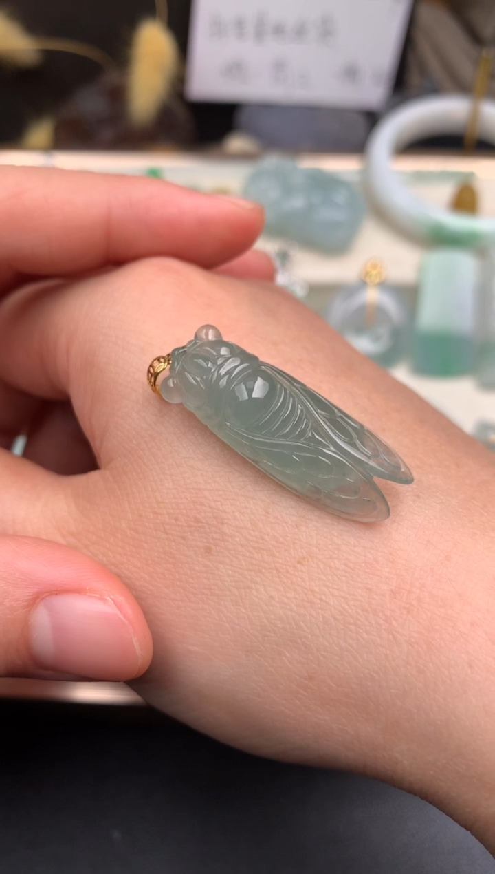 吊坠(不含链)18K金镶嵌翡翠一鸣惊人