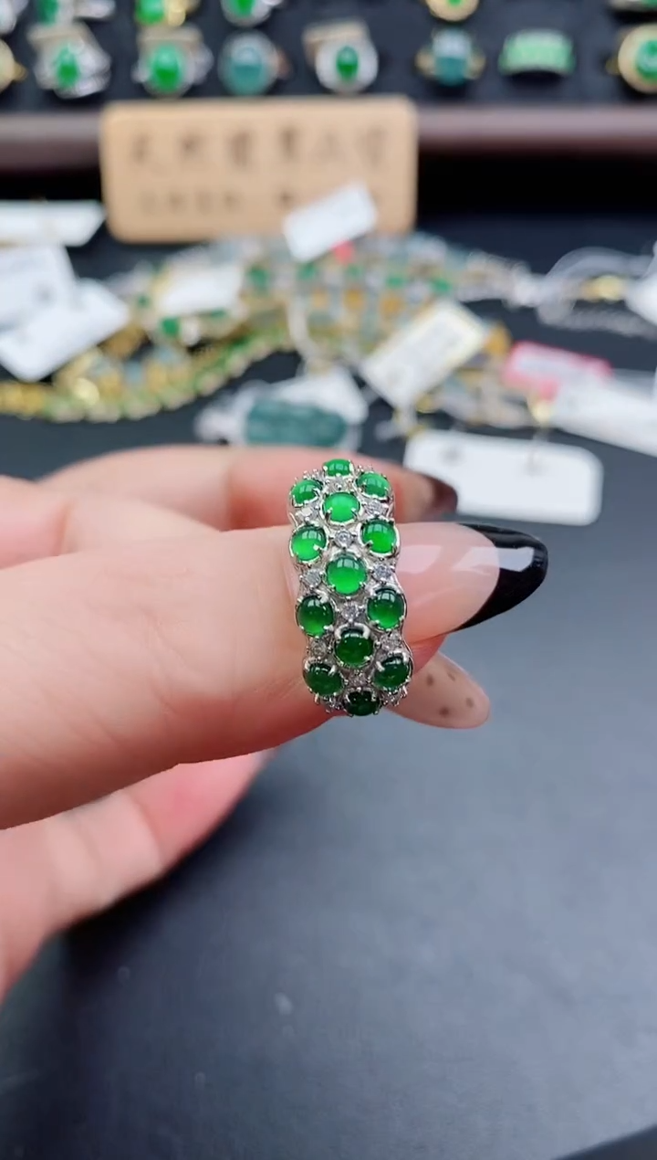 银S925镶嵌戒指翡翠1