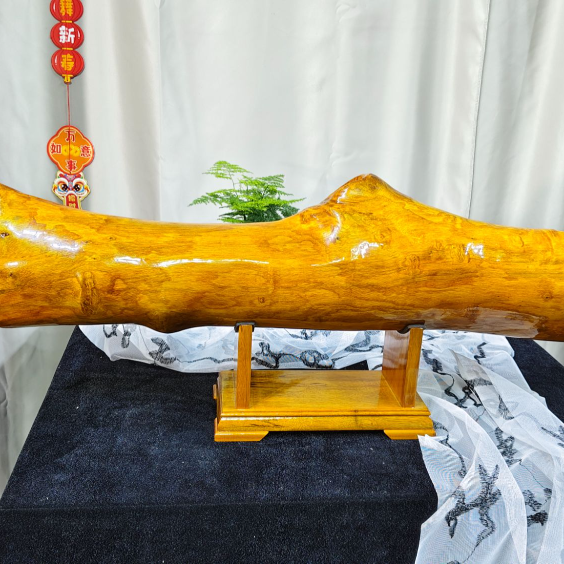 小叶桢楠金丝楠木中式横财老料纯手工书房玄关摆件创意