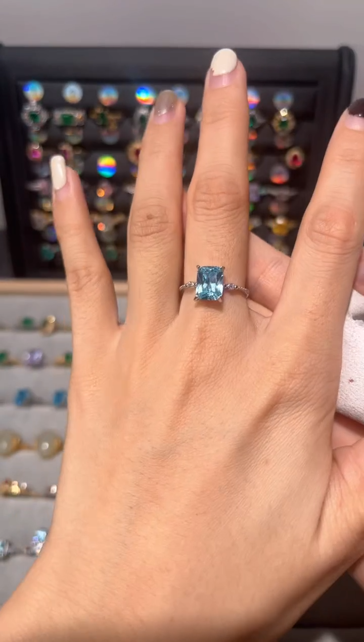 【闪购商品】海蓝宝石戒圈银S925镶嵌000