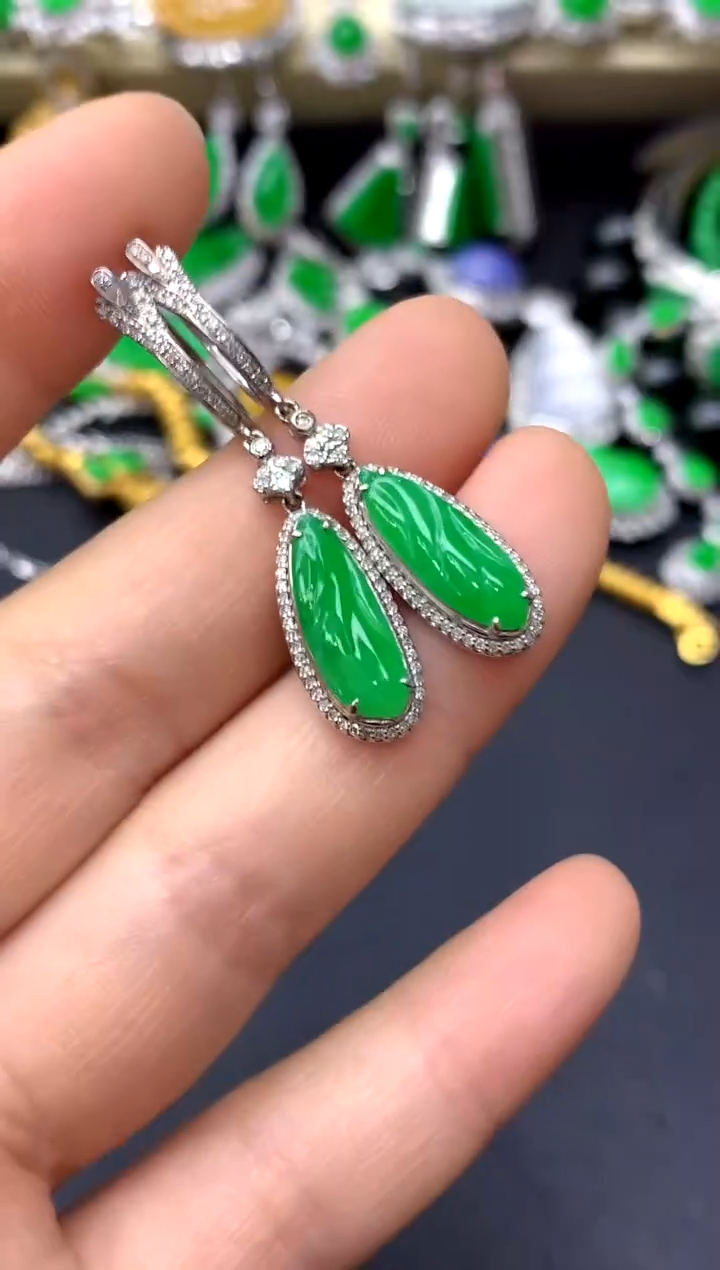 18K金镶嵌翡翠耳饰167-中国好珍宝