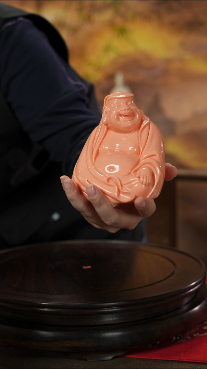 摆件陶l****。【陈明良大师作品】红珊瑚弥勒