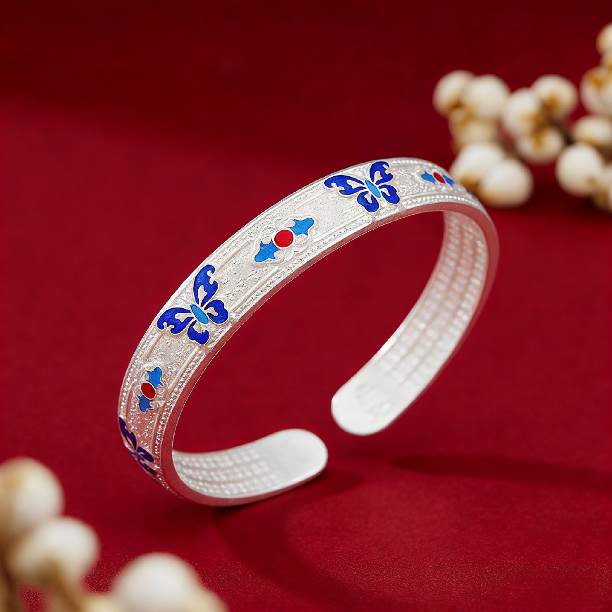 999.9银珐琅彩蝴蝶心经-S346