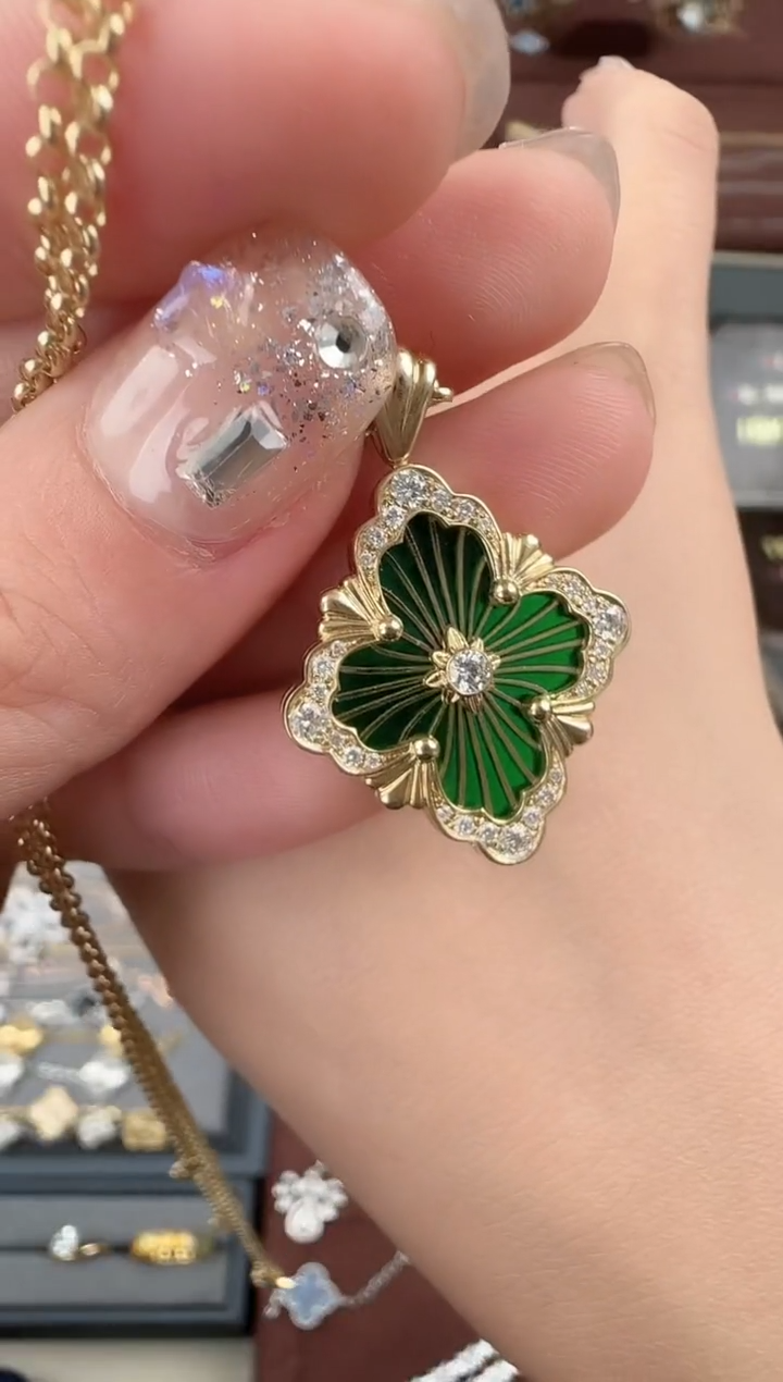 【闪购商品】钻石项链18K金镶嵌布布项链