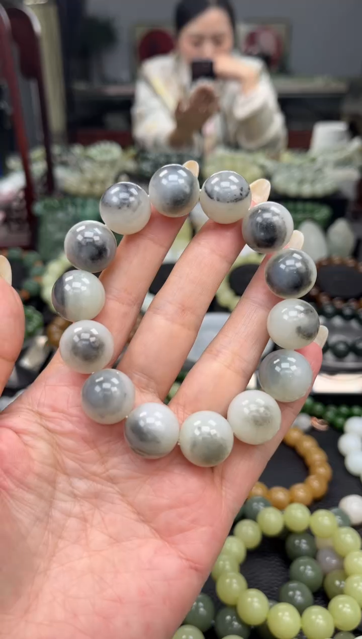 【闪购商品】和田玉手串未镶嵌新疆青花聚宝盆卡16