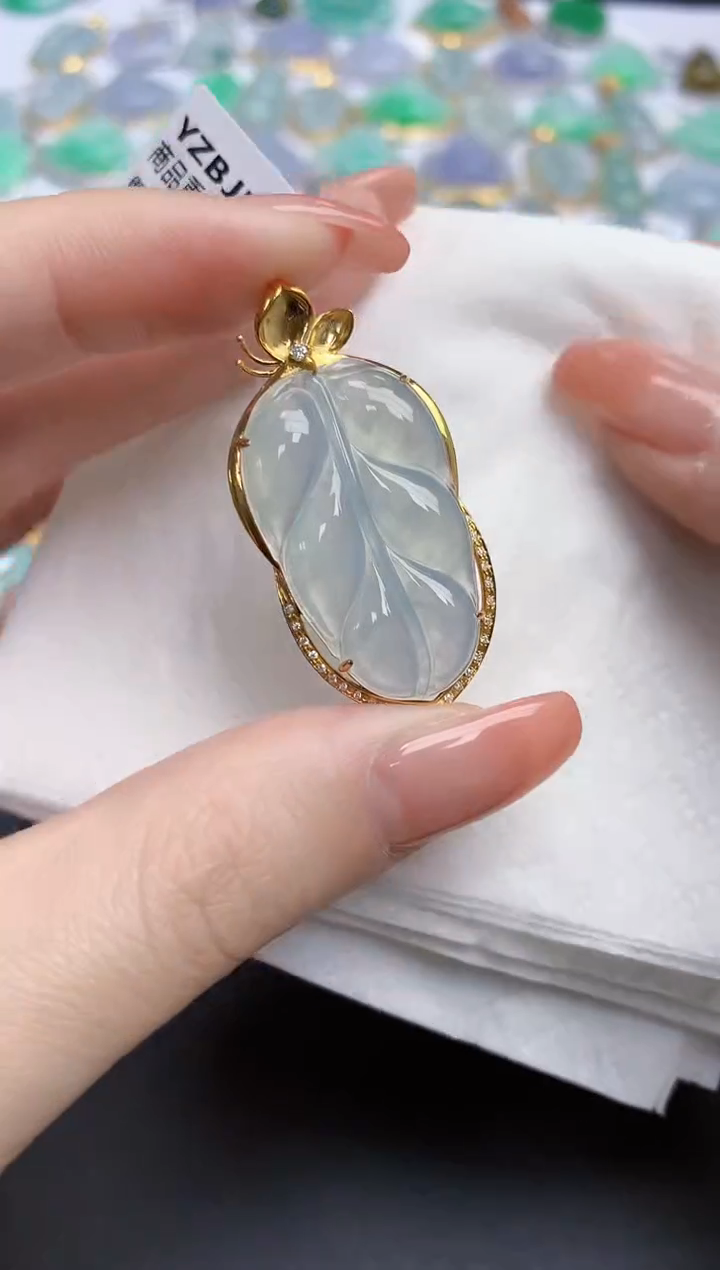 【闪购商品】翡翠颈饰18K金镶嵌天然缅甸翡翠A货