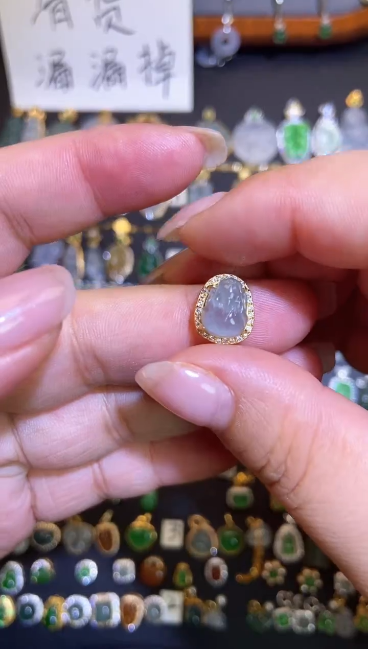 翡翠银S925镶嵌吊坠(不含链)1