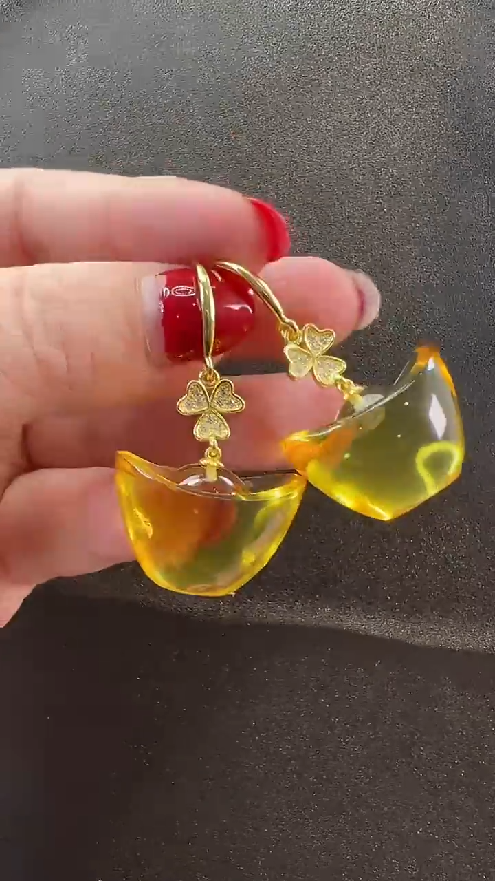 【闪购商品】琥珀耳饰未镶嵌耳环