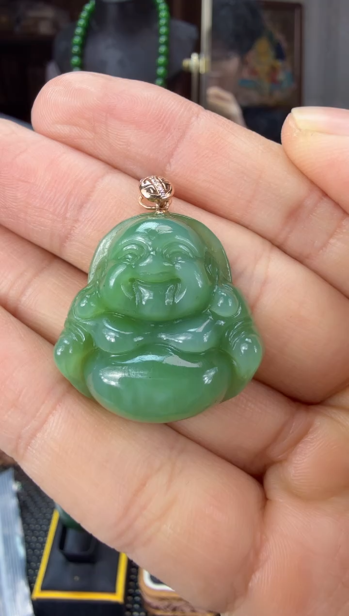 【闪购商品】和田玉（碧玉）吊坠(赠链)18K金镶嵌 