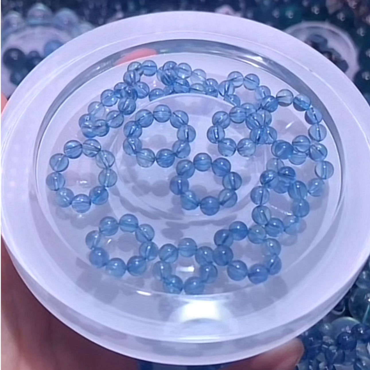 圣蓝海蓝宝搭配跑环手工diy流行迷你圈