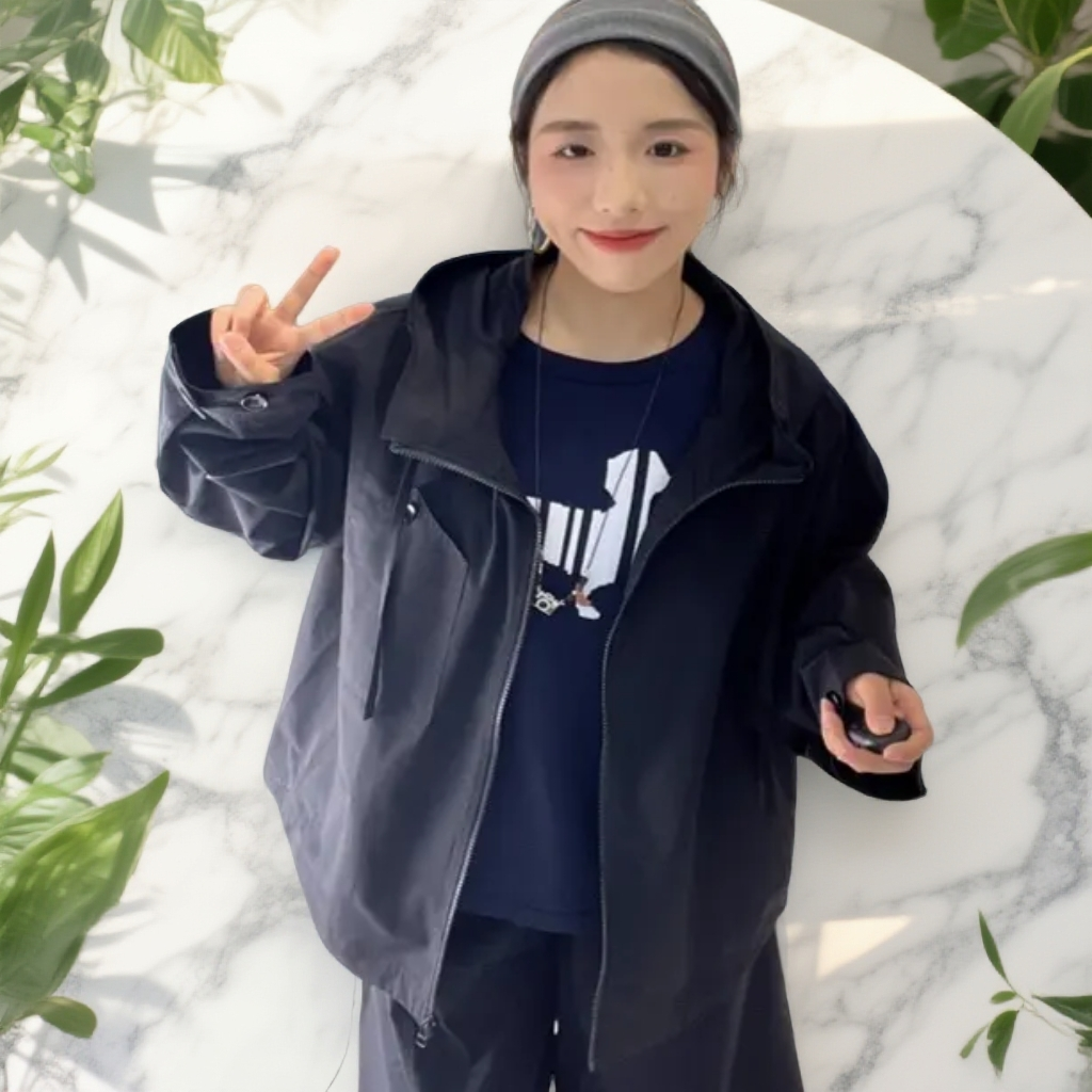 2120—水淼26年春季新款一手长连帽风衣