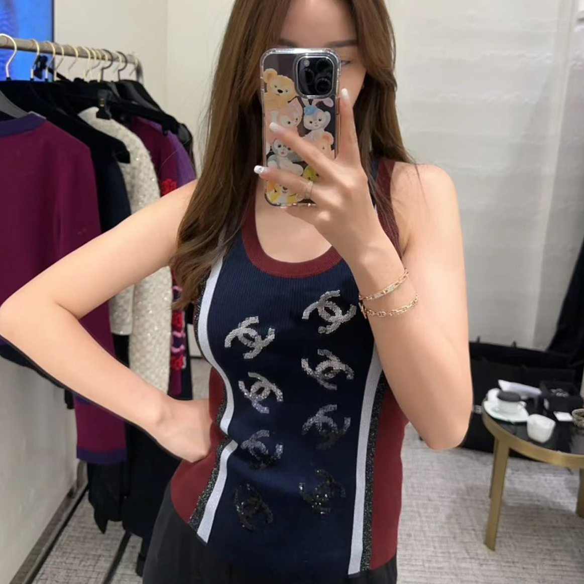 99新 Chanel/香奈儿 23B双C彩色背心 34码