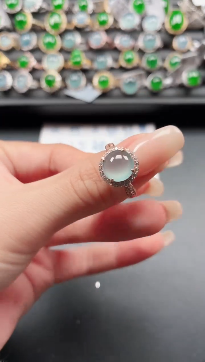 银S925镶嵌戒指翡翠111