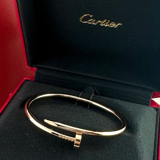99新 Cartier/卡地亚 小花6欢 钉子 手镯 粗版 18K玫瑰金 17