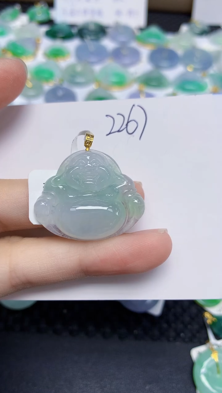 翡翠18K金镶嵌颈饰天然缅甸翡翠A货