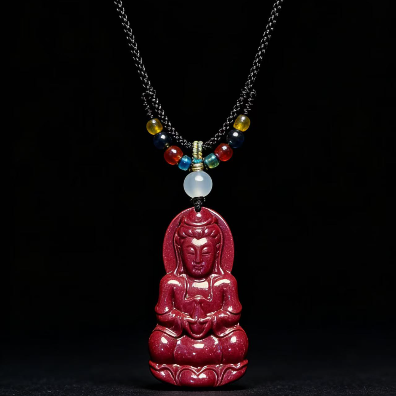 含辰砂工艺品含辰砂工艺品天然朱砂观音吊坠男士紫金砂马年礼物