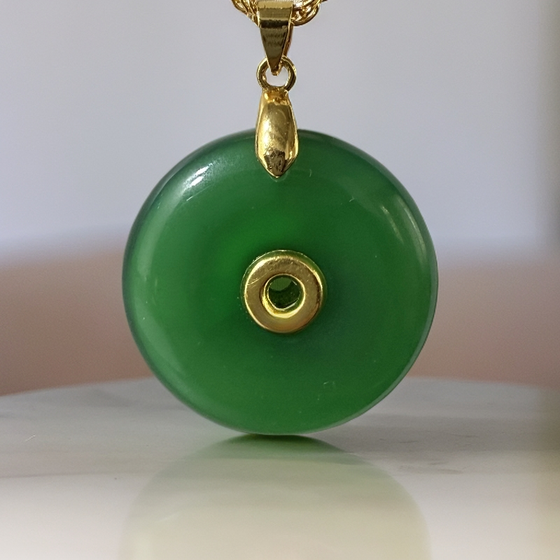 玉髓绿色平安扣吊坠-多样性发货-带礼盒证书 