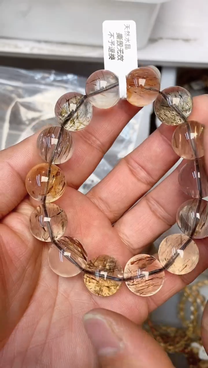 【闪购商品】水晶手链未镶嵌b67 黑金超七16mm