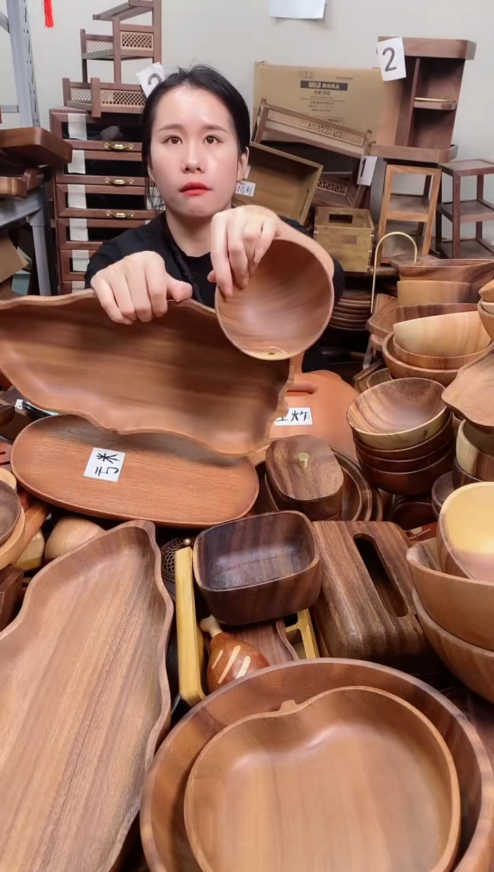 木 南美胡桃木大叶子果盒37*17*4.5cm  A