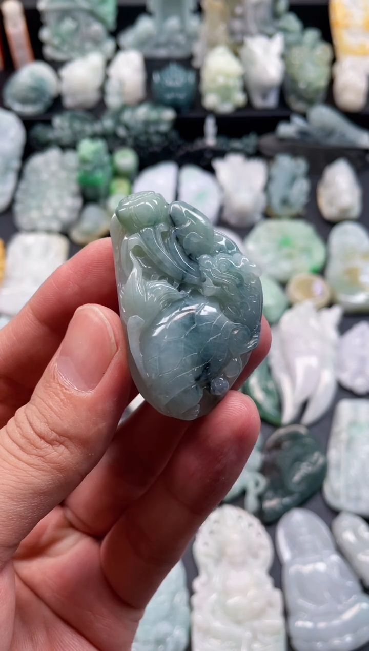 颈饰未镶嵌翡翠27  天然翡翠a货  龙龟