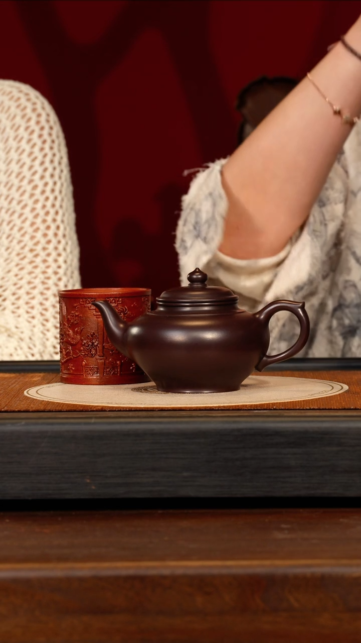 茶壶紫砂宜兴紫砂GHR 紫泥 笑樱