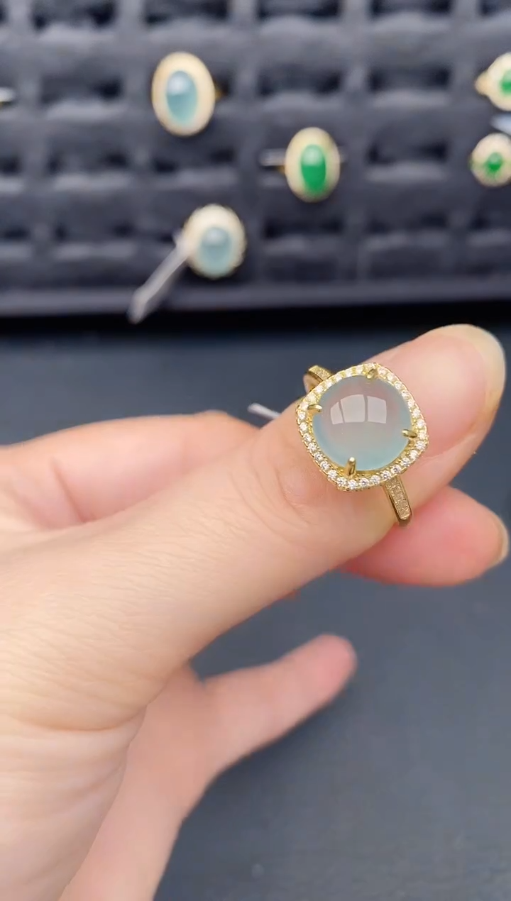 银S925镶嵌戒指翡翠天然a货翡翠169