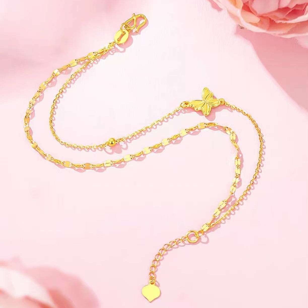 老凤祥足金999黄金蝴蝶手链老凤祥珠宝金手链百搭送爱人 投资金