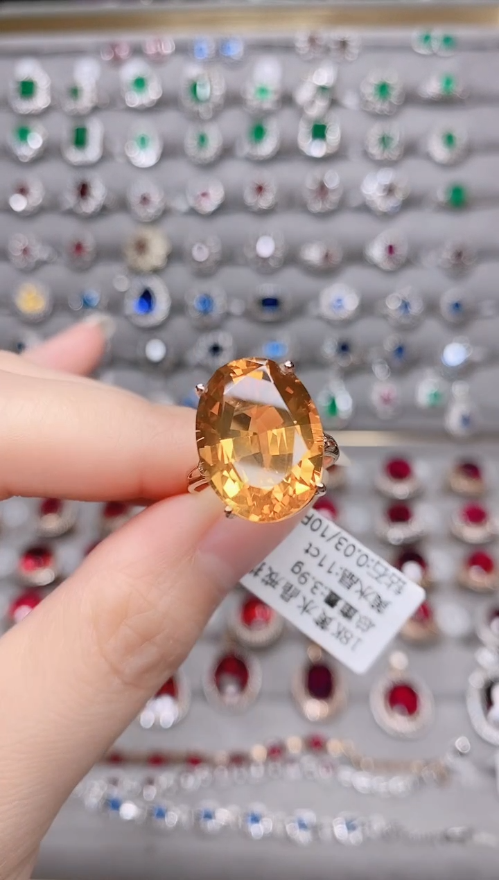 【闪购商品】黄晶18K金戒指18K金镶嵌1