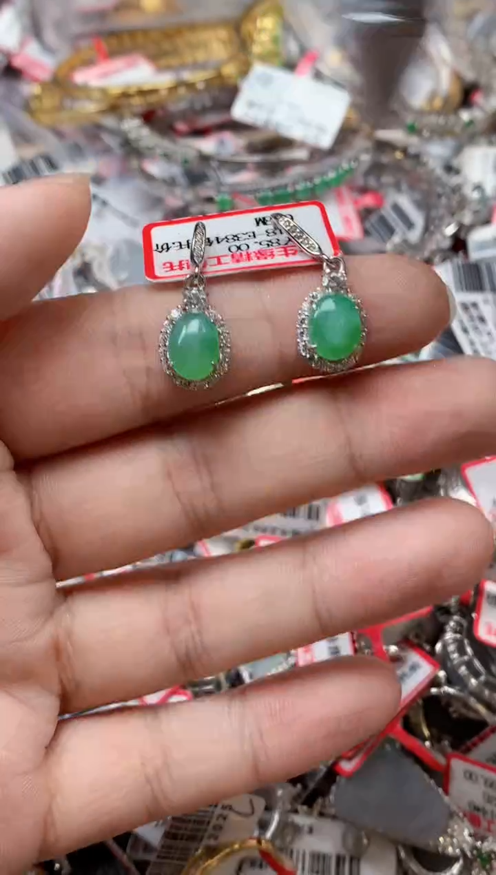 银S925镶嵌戒指翡翠天然A货缅甸翡翠