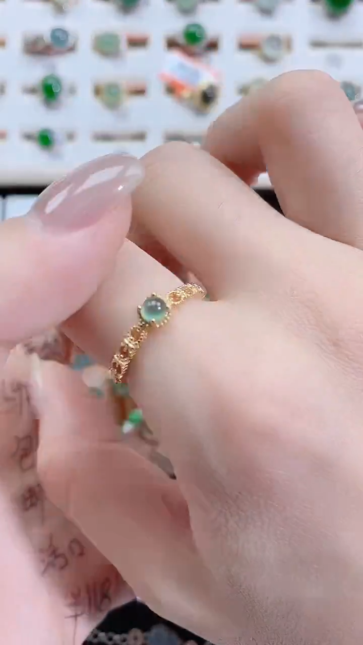 银S925镶嵌戒指翡翠天然翡翠